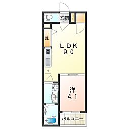 BELLハイツ守口 1LDKの間取図画像