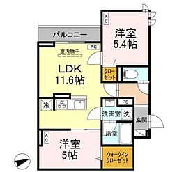 セレスティア清水 2LDKの間取図画像
