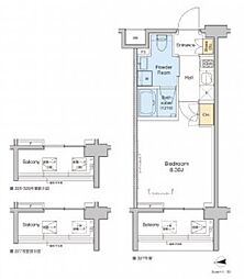 プラウドフラット中野 5階1Kの間取り