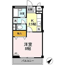 ソレイユ氷川台 1Kの間取図画像