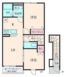 稲城市坂浜アパート 1LDKの間取図画像