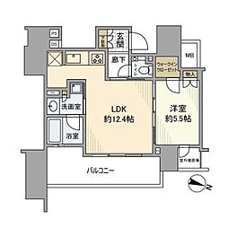 プラウド九段南 3階1LDKの間取り