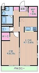 WELLDENCE鳩ケ谷 2階1LDKの間取り