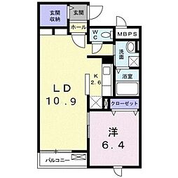 スカイホームグリーンヒル 1LDKの間取図画像