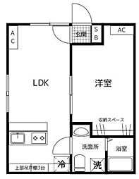 ステートPLUS 2階1LDKの間取り