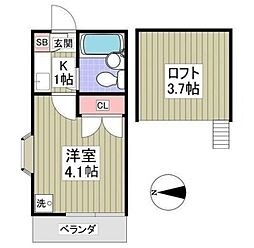 ロゼリア 1Kの間取図画像