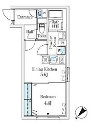 クレアテイフ学芸大学 1DKの間取図画像