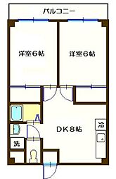 相模大野ロイヤルマンション 2DKの間取図画像