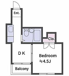 新宿武蔵野マンション 1DKの間取図画像