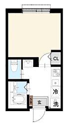 Sereno III 1階1Kの間取り