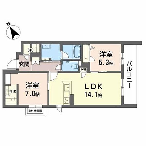 シャーメゾンエスポワール帝塚山 0201｜大阪府大阪市住吉区帝塚山東２丁目(賃貸マンション2LDK・2階・64.90㎡)の写真 その2