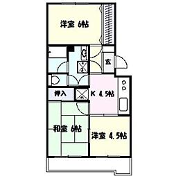グリーンヒル藤が丘C 3DKの間取図画像