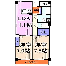 ソーニ・ドゥ・オーロ 2LDKの間取図画像