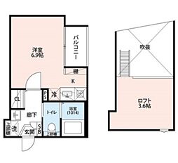 エクセラン東立石 3階1Kの間取り