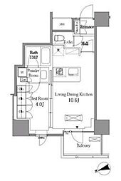 レジディアタワー目黒不動前 13階1LDKの間取り