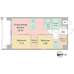 LiveCasa千本今出川 4階2LDKの間取り