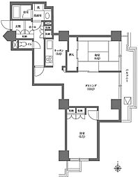 文京グリーンコートビュータワー本駒込B棟 2LDKの間取図画像