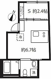 アピチェ目黒 4階ワンルームの間取り