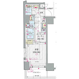 エステムプラザ川崎 1DKの間取図画像