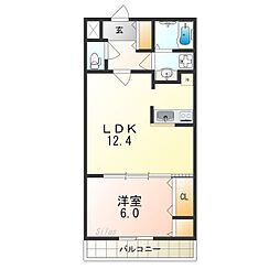 フジパレス堺浜寺石津WEST 1LDKの間取図画像