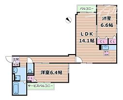 アドヴァンス 2LDKの間取図画像