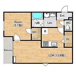 京阪本線 樟葉駅 徒歩12分の賃貸アパート 1階1LDKの間取り