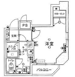 スカイコート日本橋第5 4階1Kの間取り