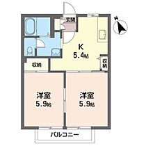 シャインスターＴ　Ｂ 202 ｜ 岩手県花巻市星が丘１丁目27-27（賃貸アパート2K・2階・38.50㎡） その2