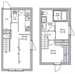 アトリオフラッツ北千住サウス 5階2LDKの間取り
