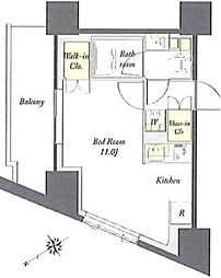 プライムメゾン板橋 16階ワンルームの間取り