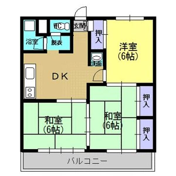 メゾンドール田中 103｜鹿児島県鹿児島市清和４丁目(賃貸マンション3DK・1階・58.00㎡)の写真 その2