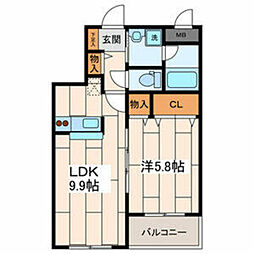 MaisonClairHiyoshi 1LDKの間取図画像