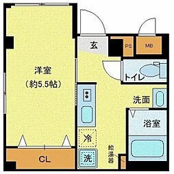 東急池上線 池上駅 徒歩2分の賃貸マンション 1階1Kの間取り