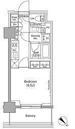 ザ・パークハビオ月島フロント 8階1Kの間取り