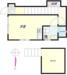 ハウスＤＥＮ 2階ワンルームの間取り