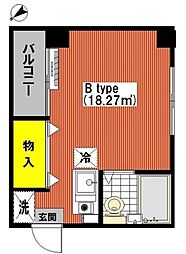 ハッピーマンション当代島 4階ワンルームの間取り