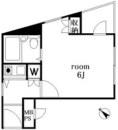 ダイホープラザ目白 2階1Kの間取り