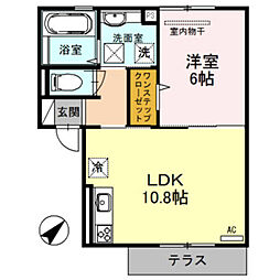 グリュックハイム 1LDKの間取図画像