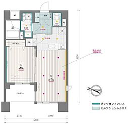 ドゥーエ月島 6階1LDKの間取り