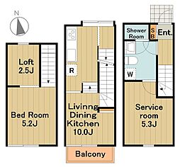 JR横浜線 相原駅 徒歩10分の賃貸テラスハウス 1SLDKの間取り