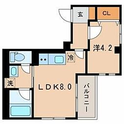 仮称墨田区亀沢3丁目計画 3階1LDKの間取り