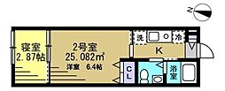 KT松戸六実 2Kの間取図画像