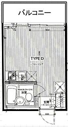 ホワイトベッセルN 2階ワンルームの間取り