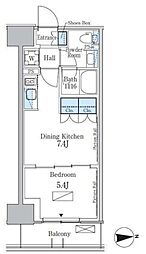 パークアクシス新宿百人町 6階1DKの間取り