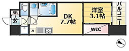 セレニテ神戸駅前アリエ 1DKの間取図画像
