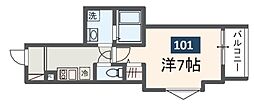 MELDIA長沼2 1Kの間取図画像