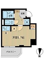 都営新宿線 住吉駅 徒歩3分の賃貸マンション 6階ワンルームの間取り