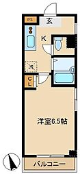 第43シンエイビル 2階1Kの間取り