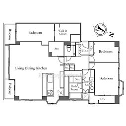 有栖川ナショナルコート 3LDKの間取図画像
