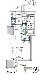 晴海フラッグ ポートヴィレッジ B棟 9階ワンルームの間取り